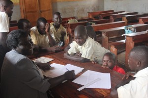 Cubu school kids with teacher