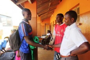 David greeting teachers