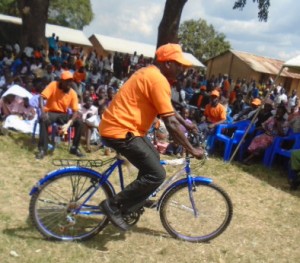 Mr Patel riding his new bike!