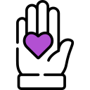 volunteer icon with hand holding purple heart